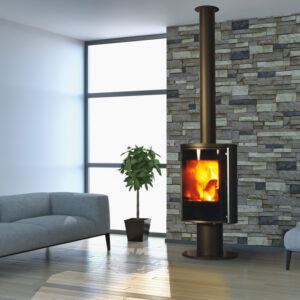 Fonte Flamme Nara noir - pivotant, porte verre NR-PV-N-ANM