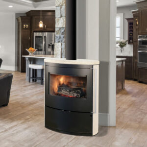 Poêle à bois Fonte Flamme Bombay Pierre Crème