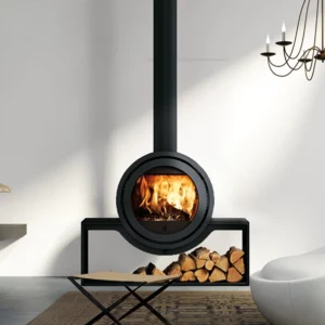 poele-bois-odin-tunnel-sur-banc-104-cm fonte flamme