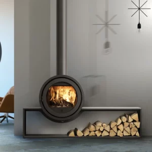 poele-bois-odin-tunnel-sur-banc-160-cm fonte flamme