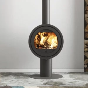 poele-bois-odin-tunnel-sur-pied fonte flamme
