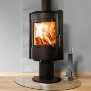 poele-a-bois-lanao-pivotant fonte flamme