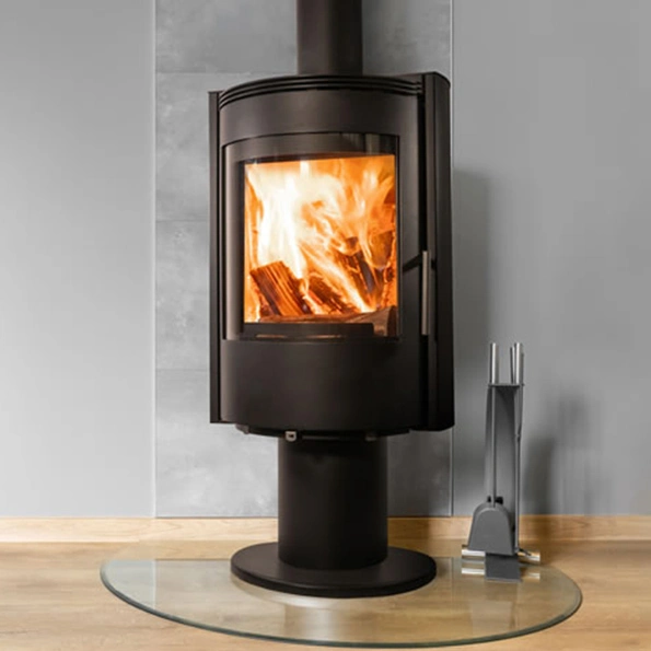 poele-a-bois-lanao-pivotant fonte flamme