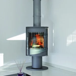 Poêle à bois Fonte Flamme Nara gris pivotant