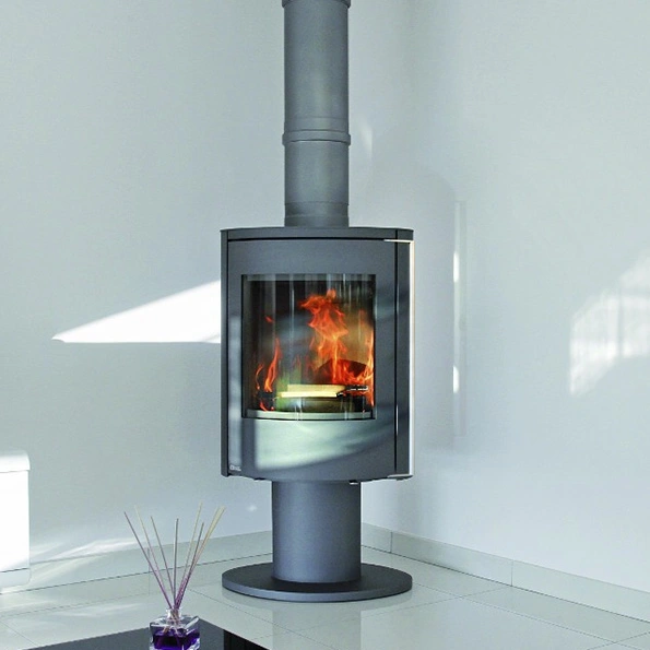 Poêle à bois Fonte Flamme Nara gris pivotant