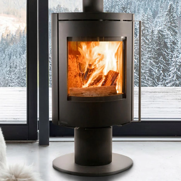poele-a-bois-nara-noir-pivotant fonte flamme