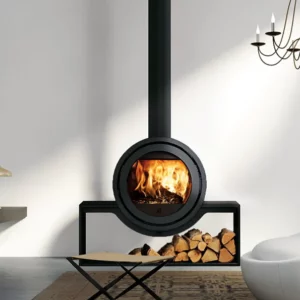 Poêle à bois Fonte Flamme Odin Front sur plateau 104 cm