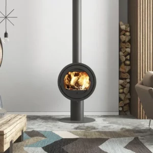 poeles-a-bois-odin-front-sur-pied-rond Fonte Flamme